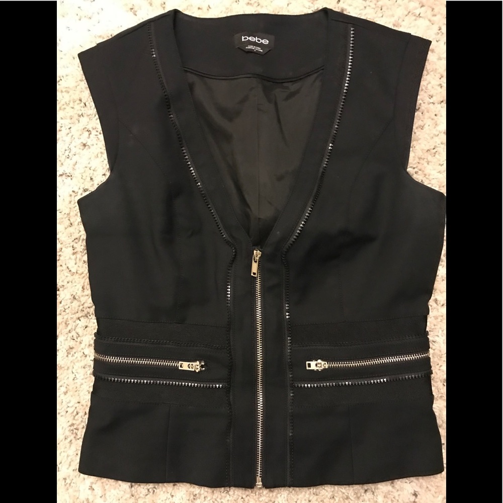 Black Bebe Deep Plunge Vest Top